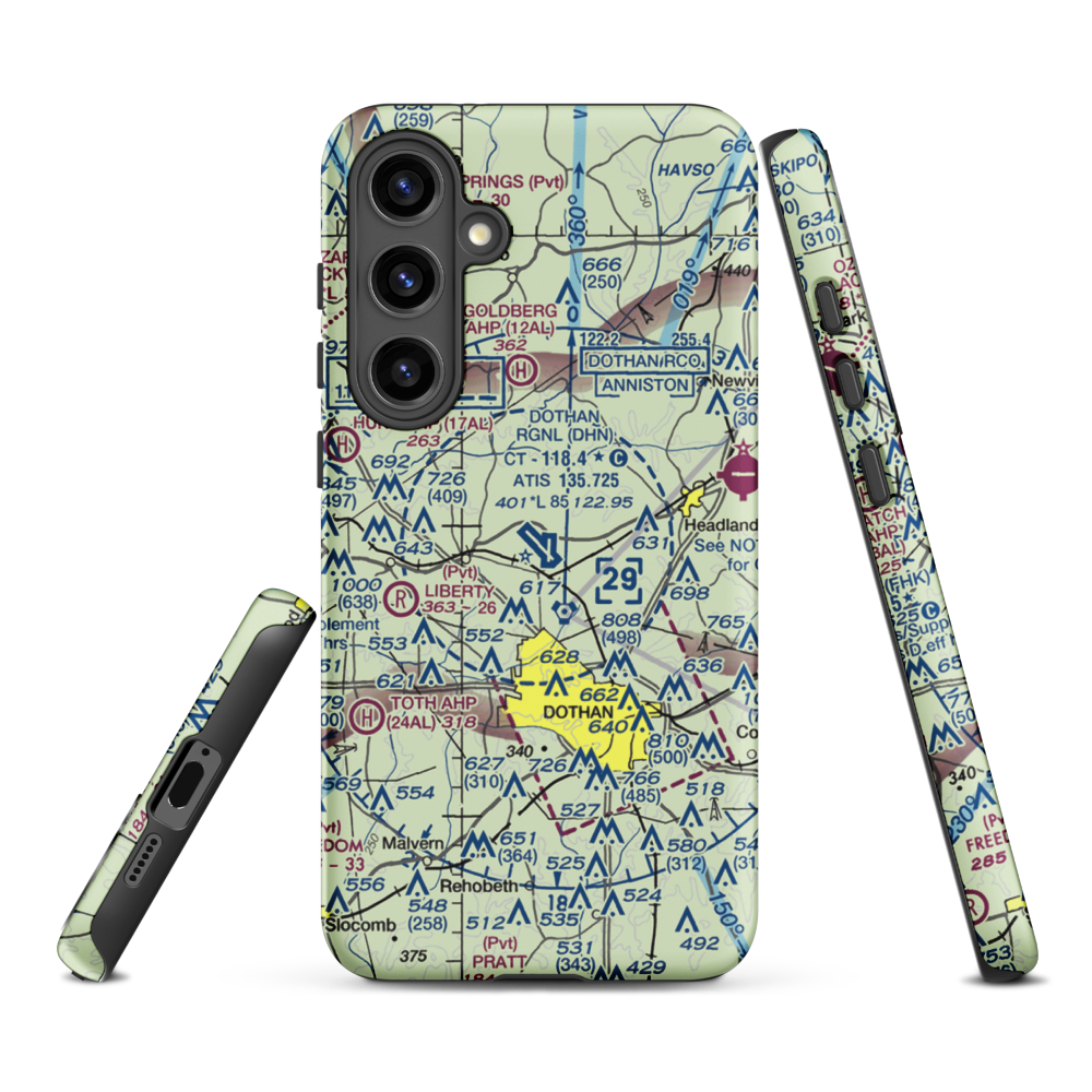 Dothan Regional Airport (DHN) VFR Sectional Samsung Phone Case Samsung Galaxy S24 Plus model shown
