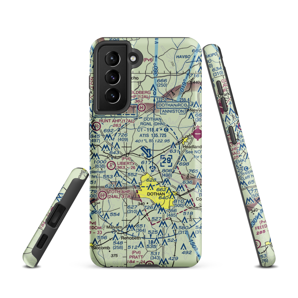 Dothan Regional Airport (DHN) VFR Sectional Samsung Phone Case Samsung Galaxy S21 model shown
