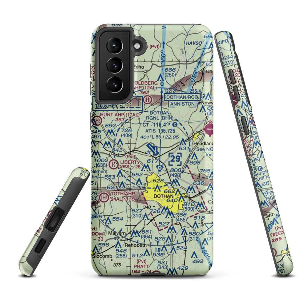 Dothan Regional Airport (DHN) VFR Sectional Samsung Phone Case Samsung Galaxy S21 FE model shown