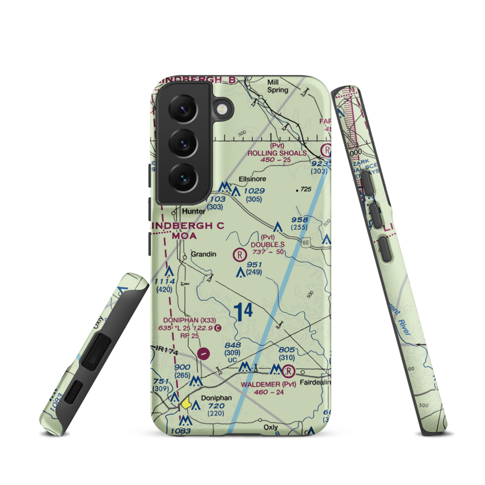 Double S Ranch Airport (1MO6) VFR Sectional Samsung Phone Case Samsung Galaxy S22 model shown