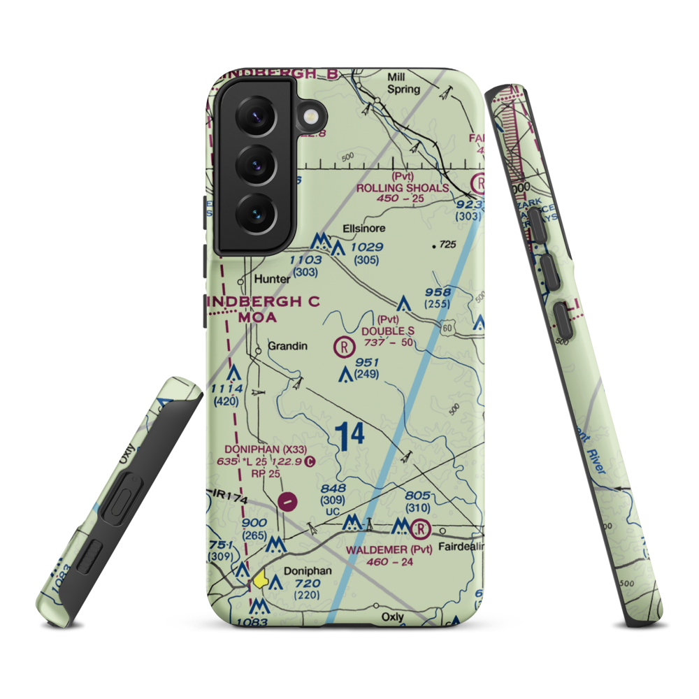 Double S Ranch Airport (1MO6) VFR Sectional Samsung Phone Case Samsung Galaxy S22 Plus model shown