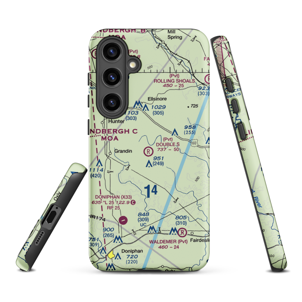 Double S Ranch Airport (1MO6) VFR Sectional Samsung Phone Case Samsung Galaxy S24 Plus model shown