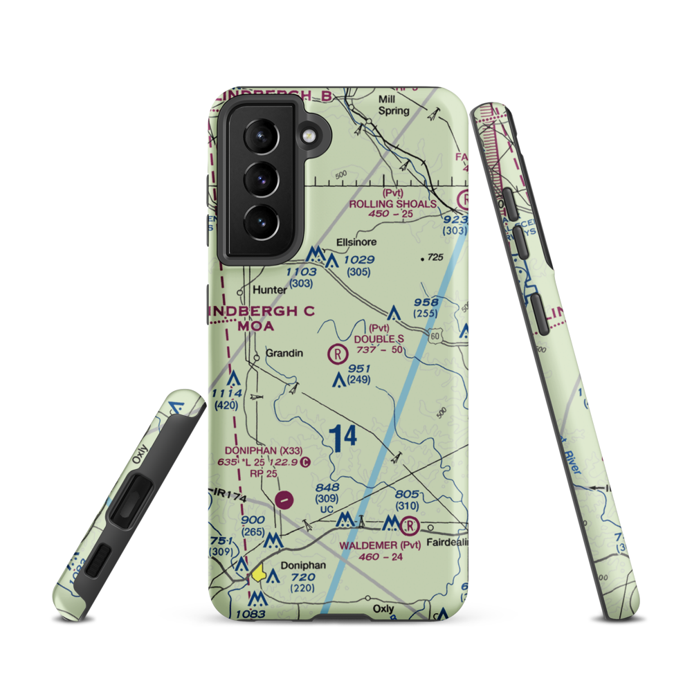 Double S Ranch Airport (1MO6) VFR Sectional Samsung Phone Case Samsung Galaxy S21 model shown