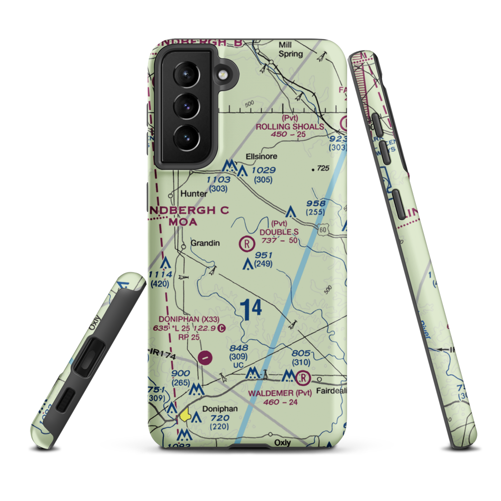 Double S Ranch Airport (1MO6) VFR Sectional Samsung Phone Case Samsung Galaxy S21 FE model shown