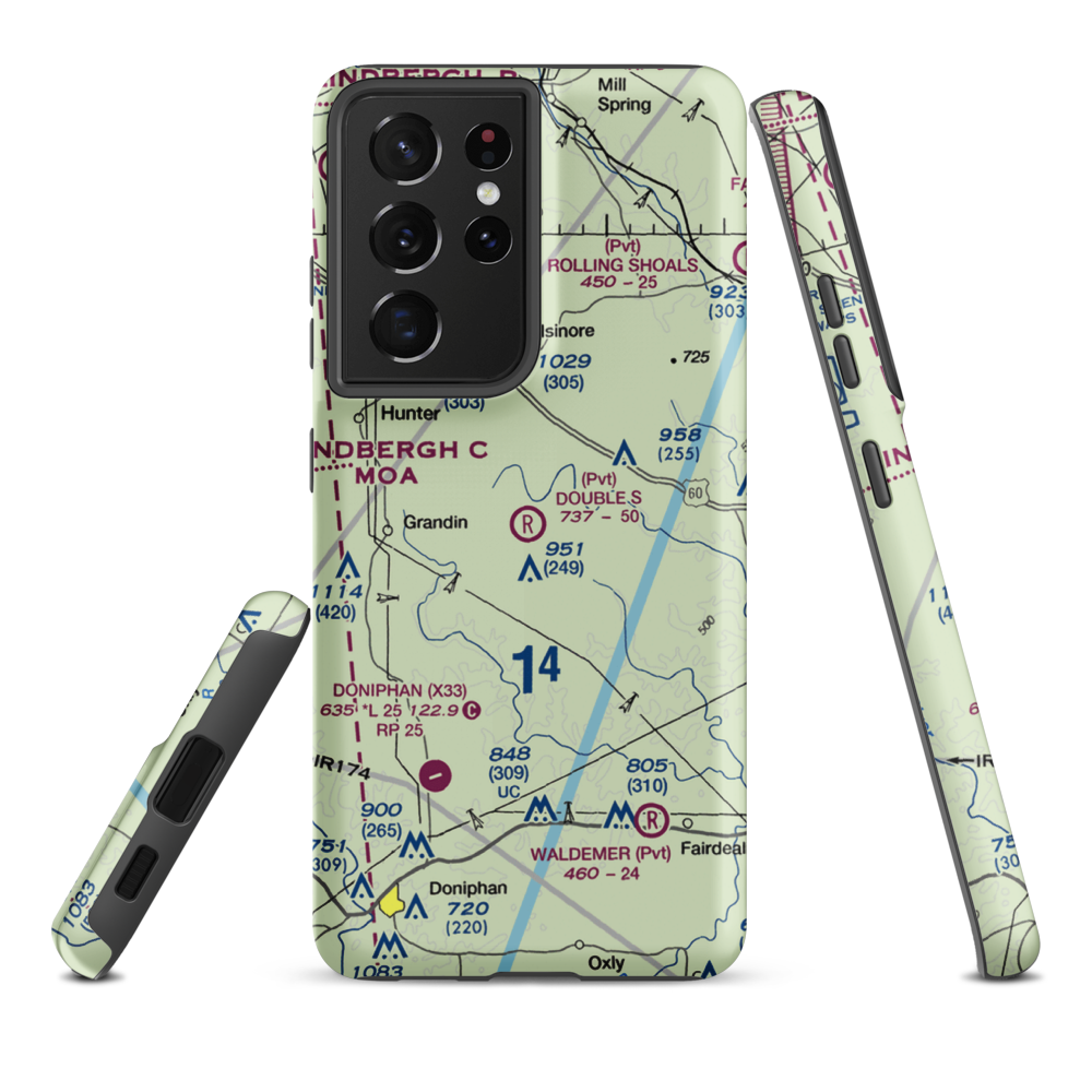 Double S Ranch Airport (1MO6) VFR Sectional Samsung Phone Case Samsung Galaxy S21 Plus model shown