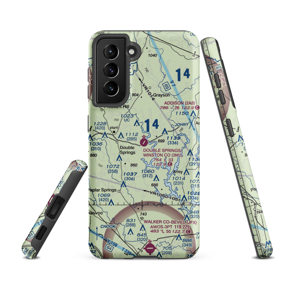 Double Springs/Winston County Airport (3M2) VFR Sectional Samsung Phone Case Samsung Galaxy S21 Ultra model shown