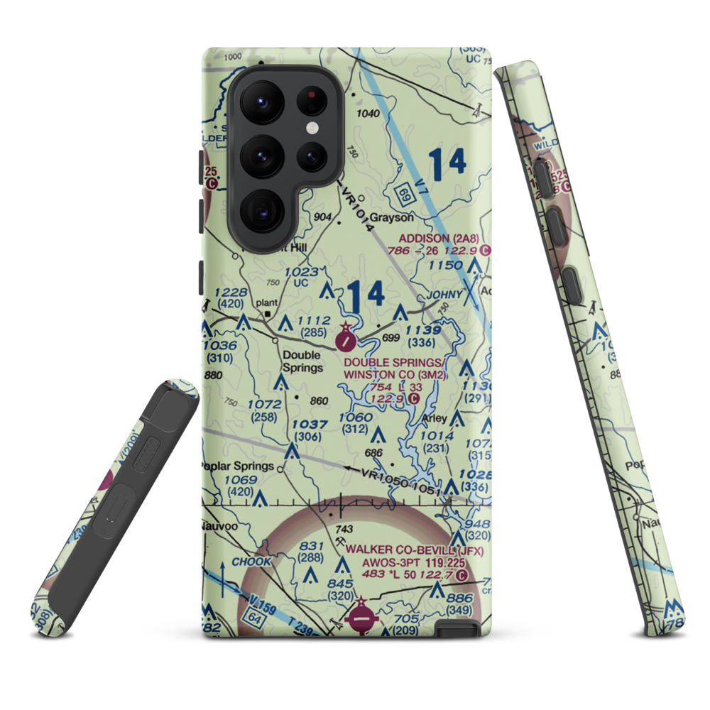 Double Springs/Winston County Airport (3M2) VFR Sectional Samsung Phone Case Samsung Galaxy S22 Ultra model shown