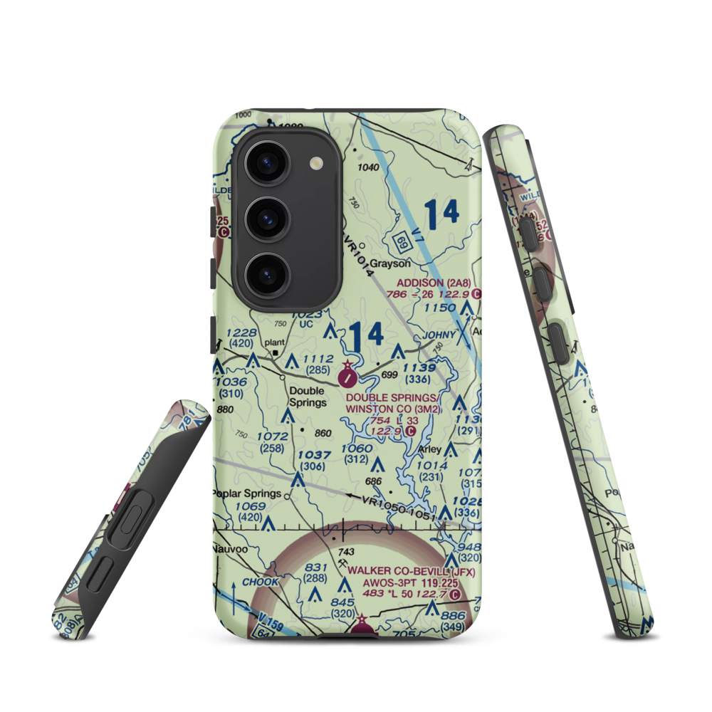 Double Springs/Winston County Airport (3M2) VFR Sectional Samsung Phone Case Samsung Galaxy S23 model shown