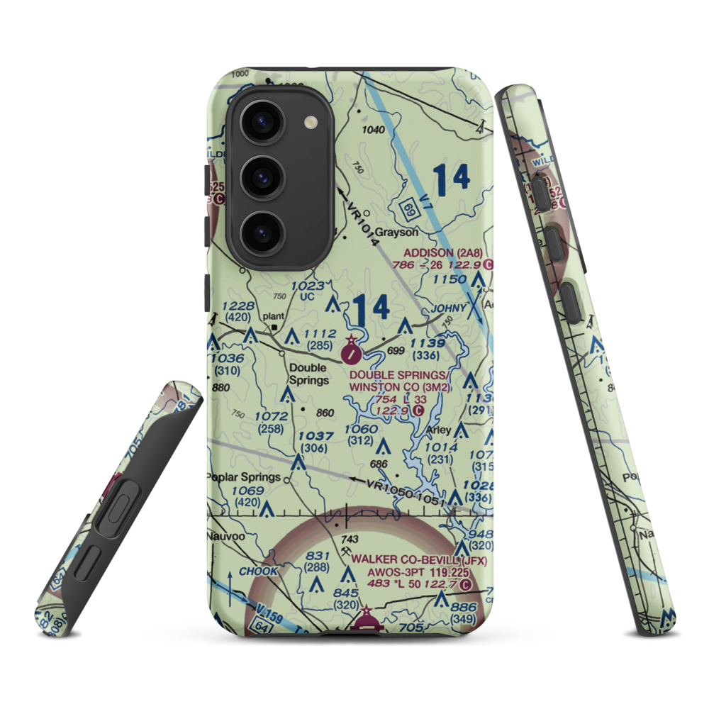 Double Springs/Winston County Airport (3M2) VFR Sectional Samsung Phone Case Samsung Galaxy S23 Plus model shown