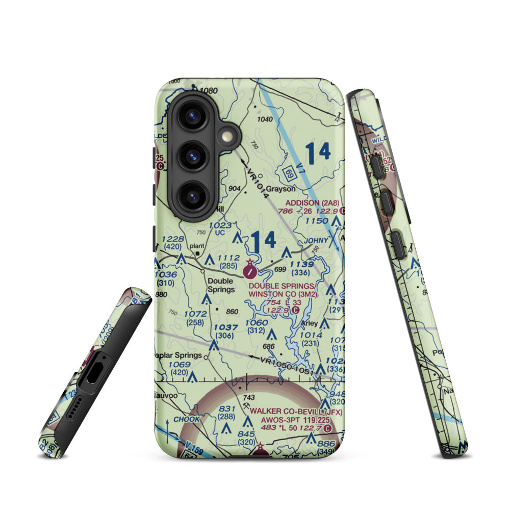 Double Springs/Winston County Airport (3M2) VFR Sectional Samsung Phone Case Samsung Galaxy S24 model shown