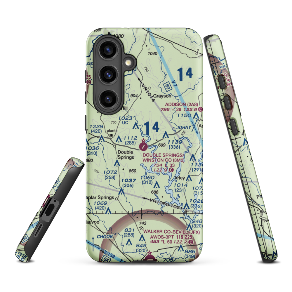 Double Springs/Winston County Airport (3M2) VFR Sectional Samsung Phone Case Samsung Galaxy S24 Plus model shown
