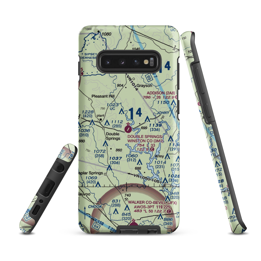 Double Springs/Winston County Airport (3M2) VFR Sectional Samsung Phone Case Samsung Galaxy S10 Plus model shown
