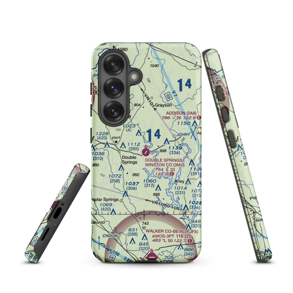 Double Springs/Winston County Airport (3M2) VFR Sectional Samsung Phone Case Samsung Galaxy S25 model shown