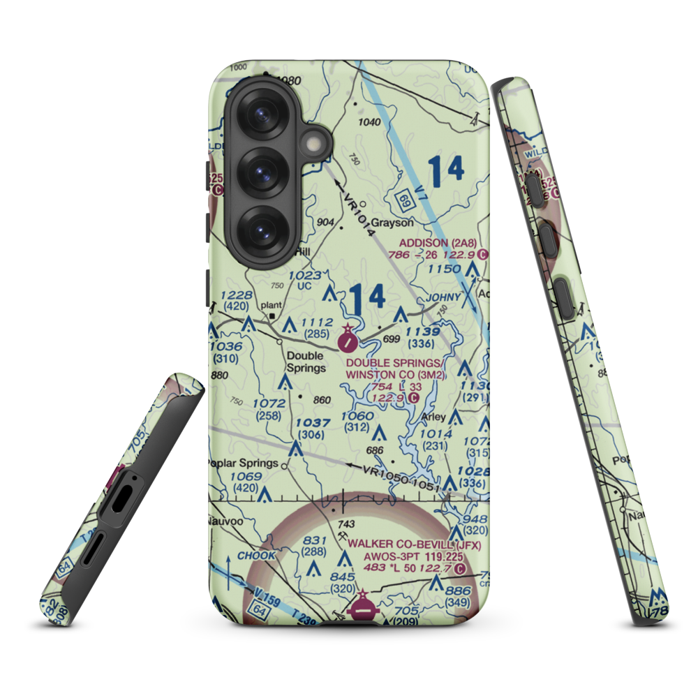 Double Springs/Winston County Airport (3M2) VFR Sectional Samsung Phone Case Samsung Galaxy S25 Plus model shown