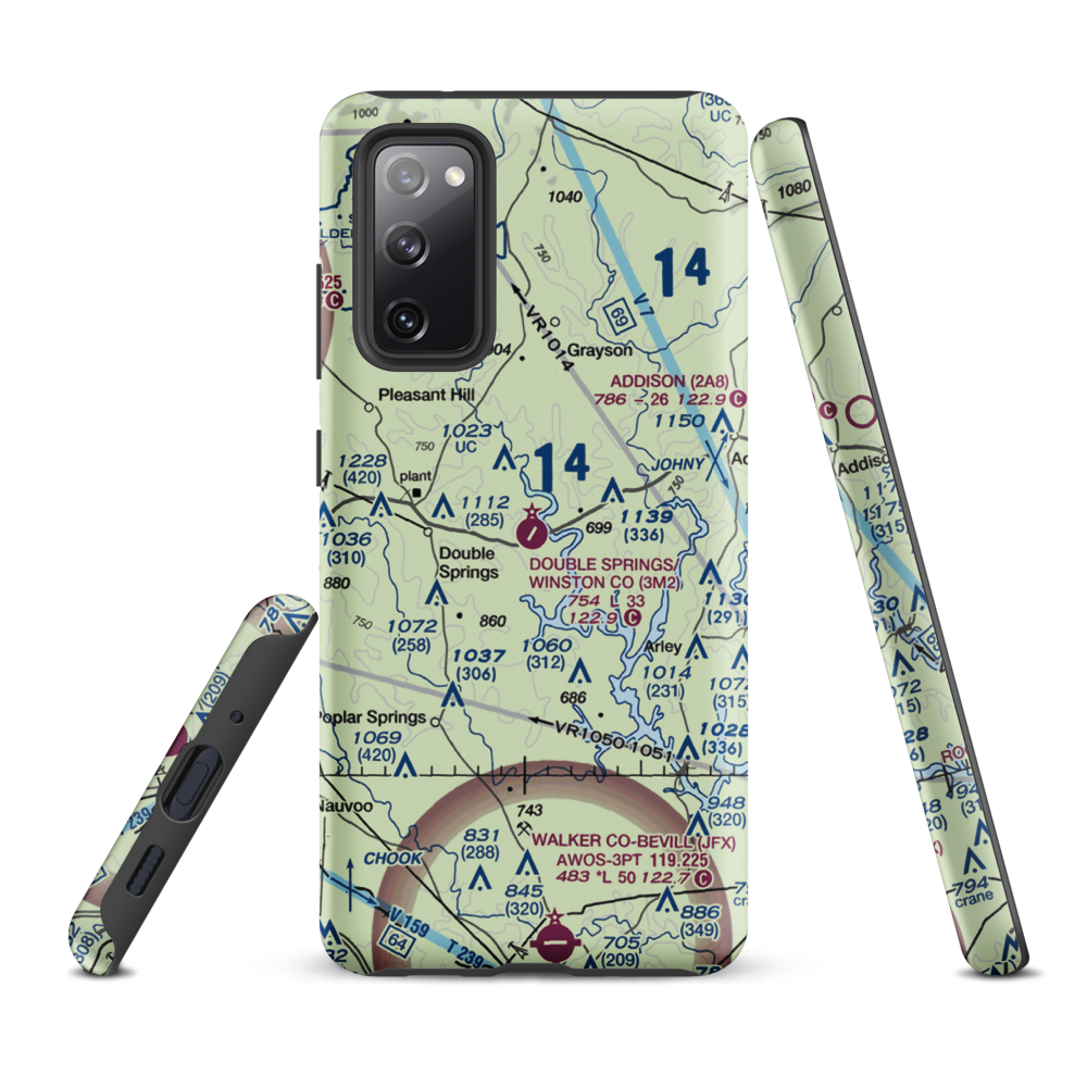 Double Springs/Winston County Airport (3M2) VFR Sectional Samsung Phone Case Samsung Galaxy S20 FE model shown