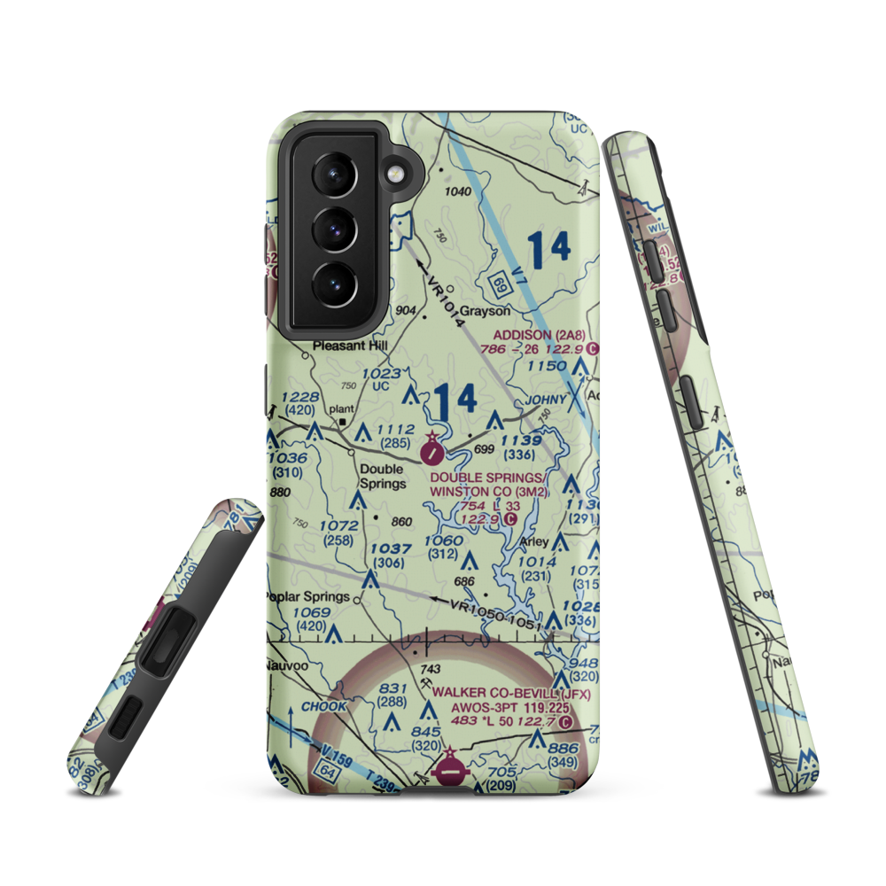Double Springs/Winston County Airport (3M2) VFR Sectional Samsung Phone Case Samsung Galaxy S21 model shown