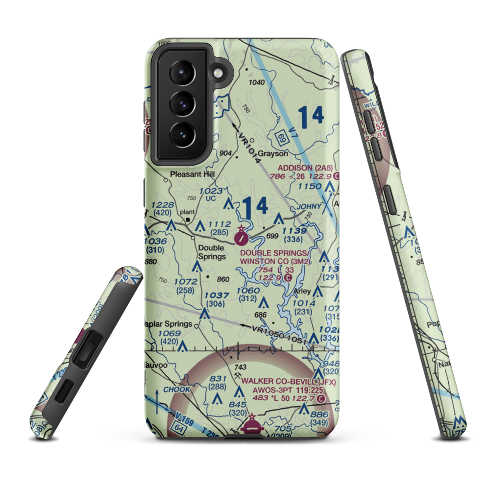 Double Springs/Winston County Airport (3M2) VFR Sectional Samsung Phone Case Samsung Galaxy S21 FE model shown