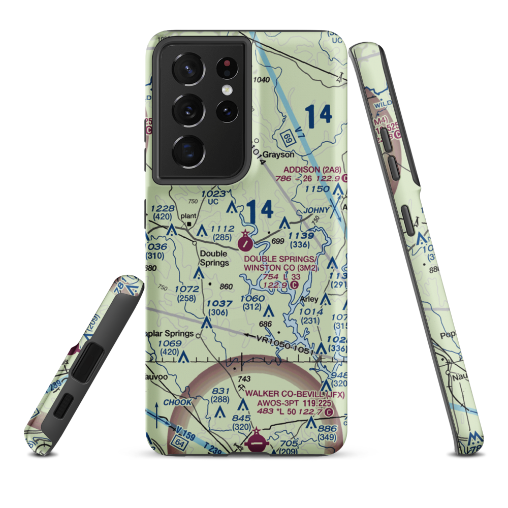 Double Springs/Winston County Airport (3M2) VFR Sectional Samsung Phone Case Samsung Galaxy S21 Ultra model shown