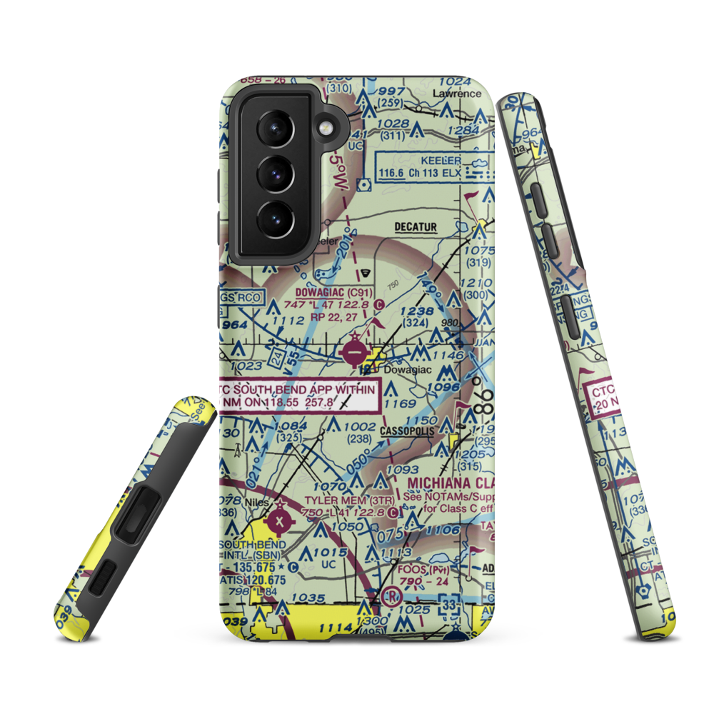 Dowagiac Municipal Airport (C91) VFR Sectional Samsung Phone Case Samsung Galaxy S21 FE model shown