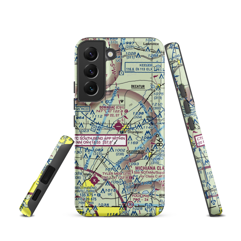 Dowagiac Municipal Airport (C91) VFR Sectional Samsung Phone Case Samsung Galaxy S22 model shown