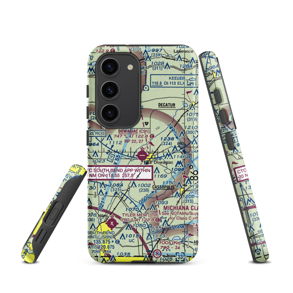 Dowagiac Municipal Airport (C91) VFR Sectional Samsung Phone Case Samsung Galaxy S23 model shown