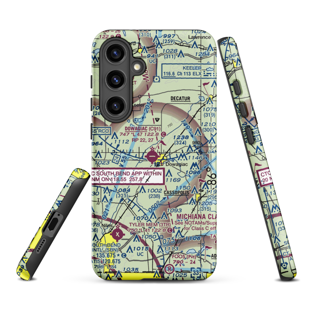 Dowagiac Municipal Airport (C91) VFR Sectional Samsung Phone Case Samsung Galaxy S24 Plus model shown