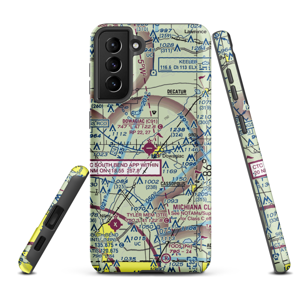 Dowagiac Municipal Airport (C91) VFR Sectional Samsung Phone Case Samsung Galaxy S21 FE model shown