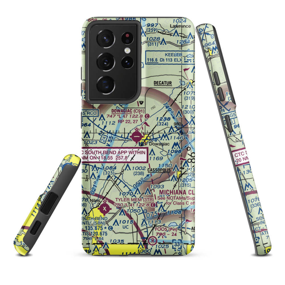 Dowagiac Municipal Airport (C91) VFR Sectional Samsung Phone Case Samsung Galaxy S21 Ultra model shown