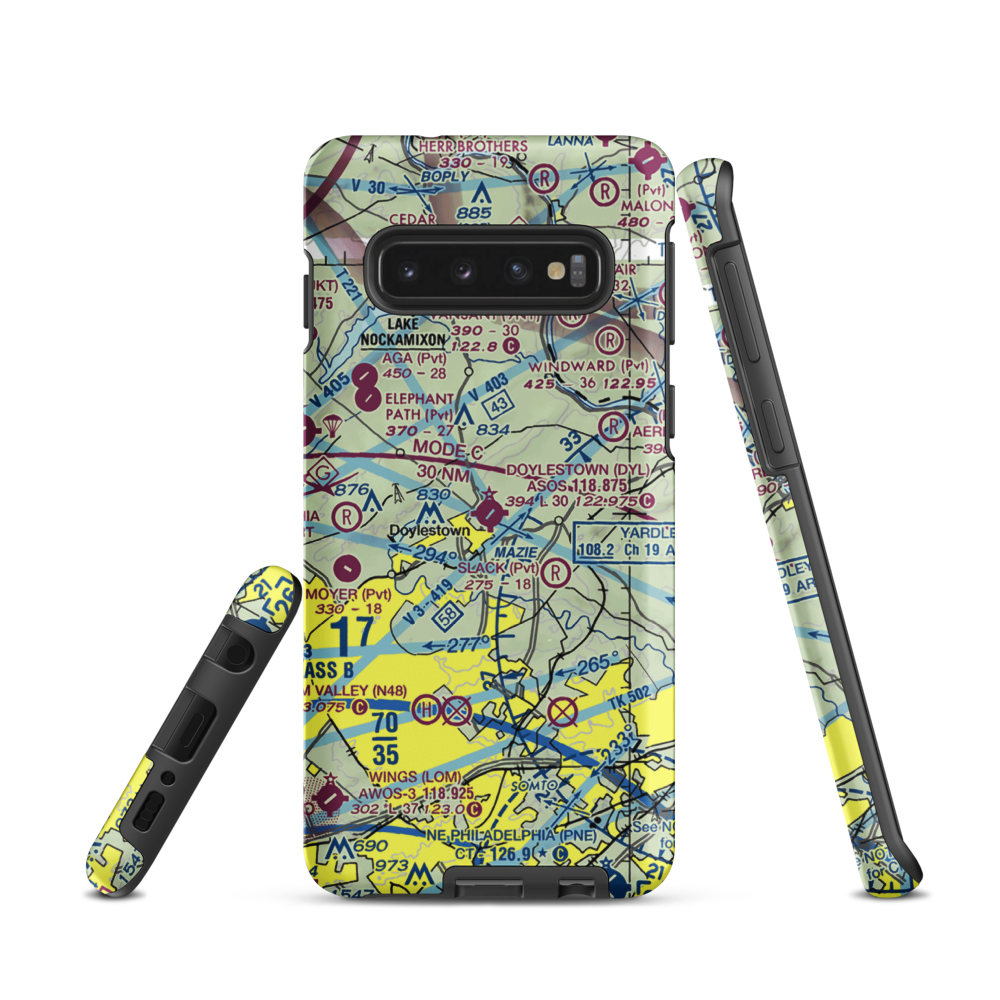 Doylestown Airport (DYL) VFR Sectional Samsung Phone Case Samsung Galaxy S10 model shown