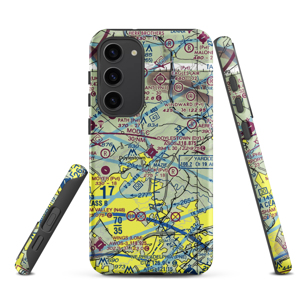 Doylestown Airport (DYL) VFR Sectional Samsung Phone Case Samsung Galaxy S23 Plus model shown
