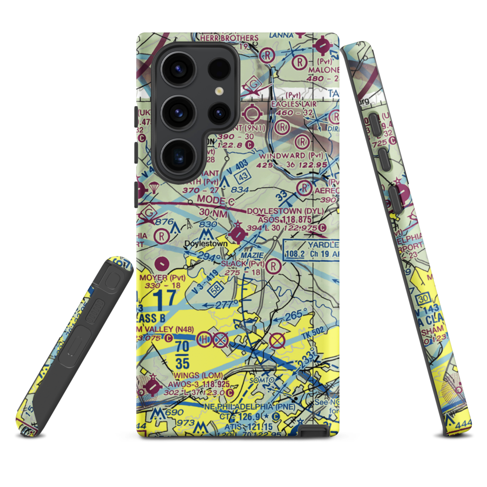 Doylestown Airport (DYL) VFR Sectional Samsung Phone Case Samsung Galaxy S23 Ultra model shown