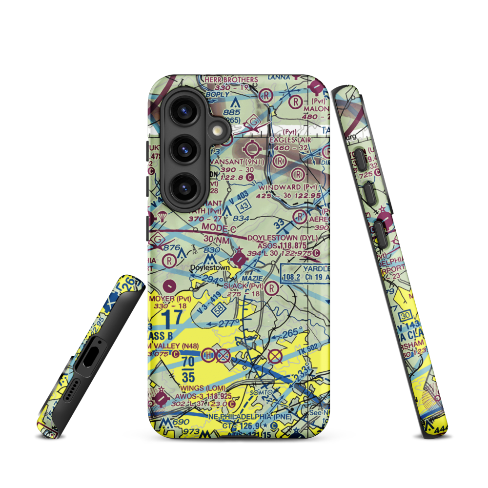Doylestown Airport (DYL) VFR Sectional Samsung Phone Case Samsung Galaxy S24 model shown