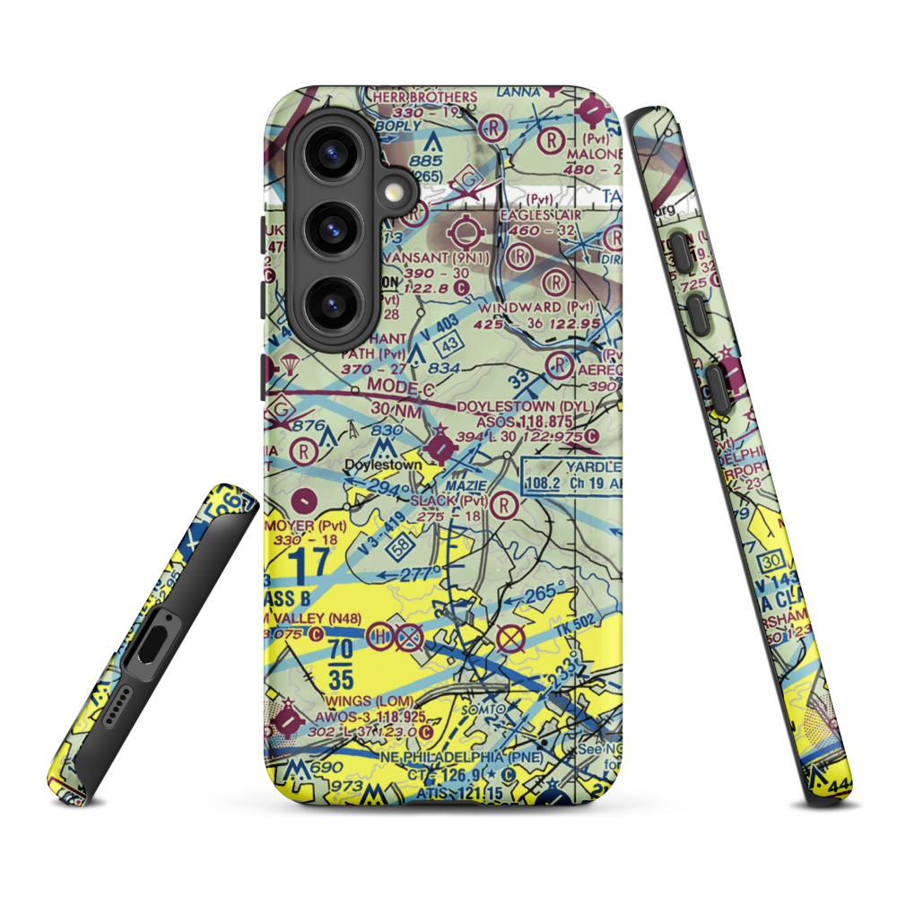 Doylestown Airport (DYL) VFR Sectional Samsung Phone Case Samsung Galaxy S24 Plus model shown