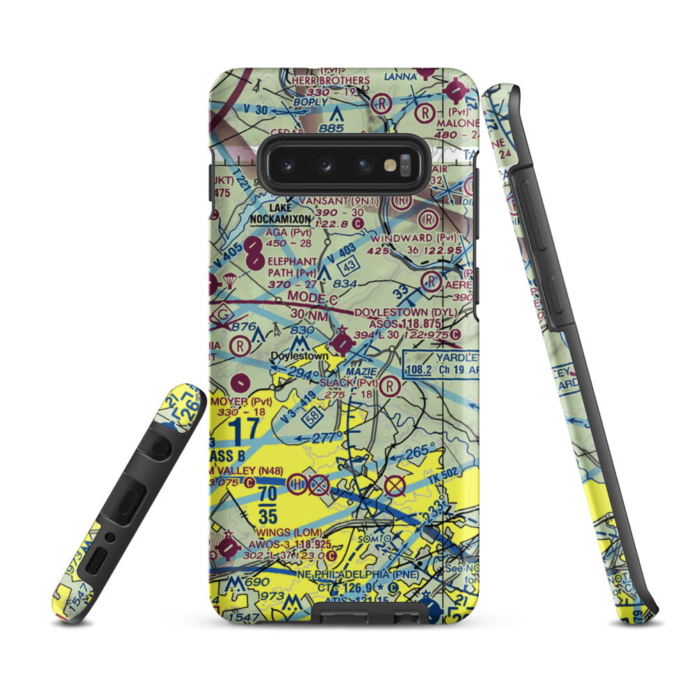 Doylestown Airport (DYL) VFR Sectional Samsung Phone Case Samsung Galaxy S10 Plus model shown