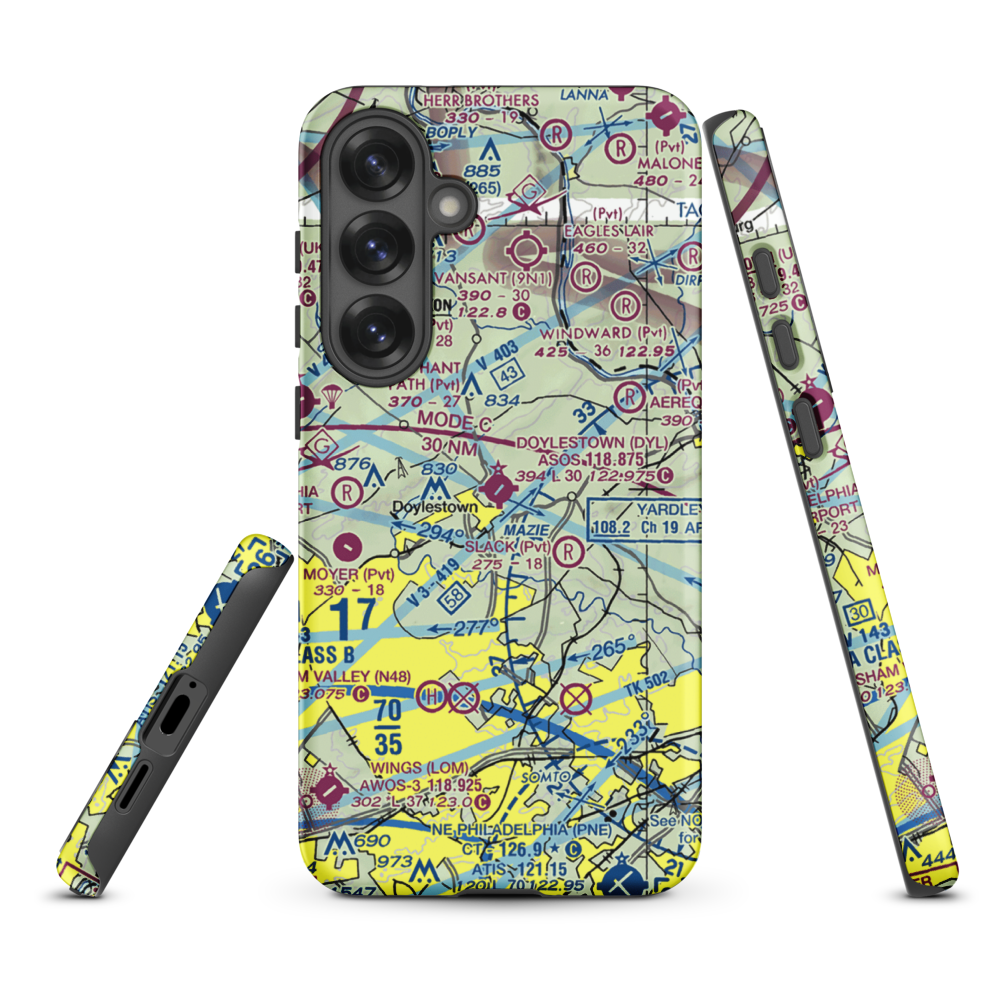 Doylestown Airport (DYL) VFR Sectional Samsung Phone Case Samsung Galaxy S25 Plus model shown
