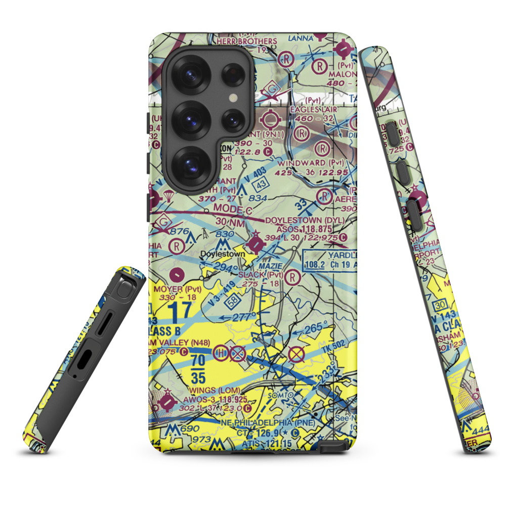 Doylestown Airport (DYL) VFR Sectional Samsung Phone Case Samsung Galaxy S25 Ultra model shown