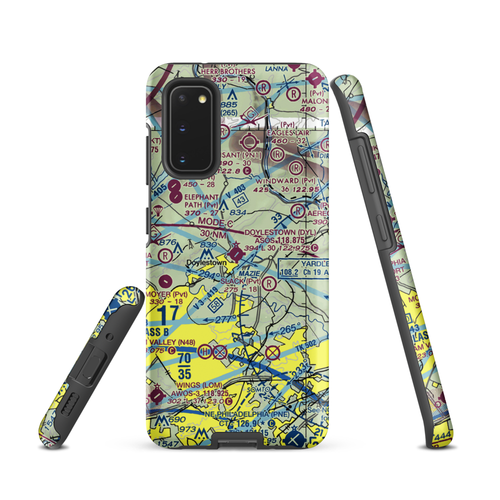 Doylestown Airport (DYL) VFR Sectional Samsung Phone Case Samsung Galaxy S20 model shown