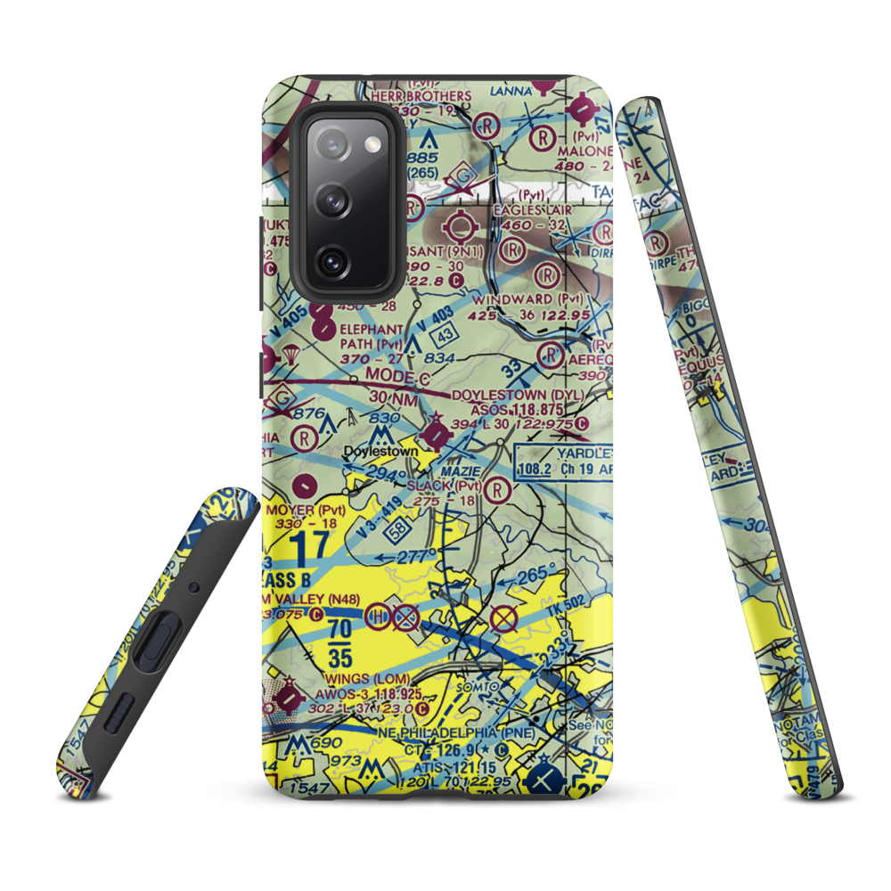 Doylestown Airport (DYL) VFR Sectional Samsung Phone Case Samsung Galaxy S20 FE model shown