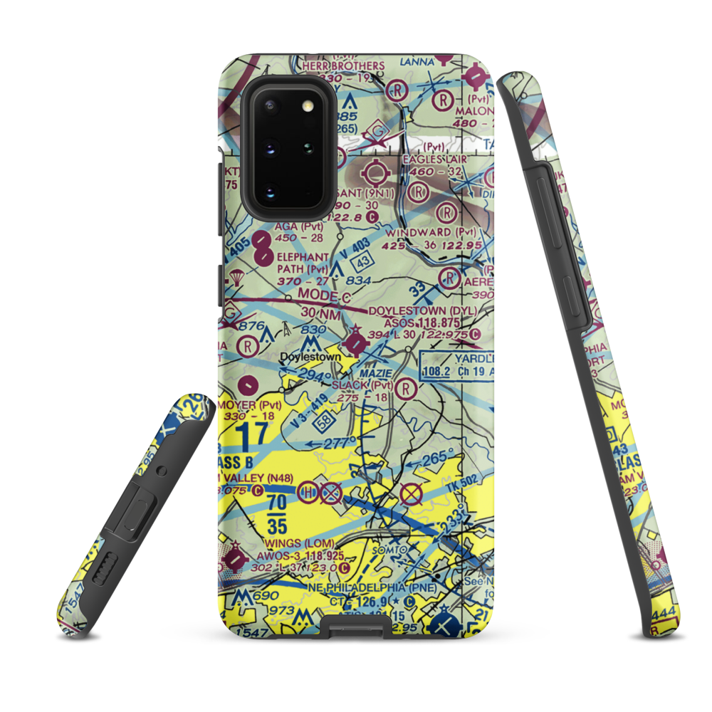 Doylestown Airport (DYL) VFR Sectional Samsung Phone Case Samsung Galaxy S20 Plus model shown