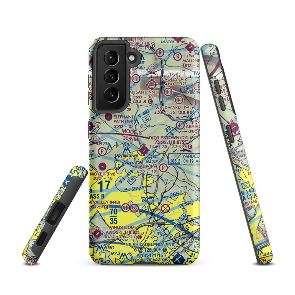 Doylestown Airport (DYL) VFR Sectional Samsung Phone Case Samsung Galaxy S21 model shown