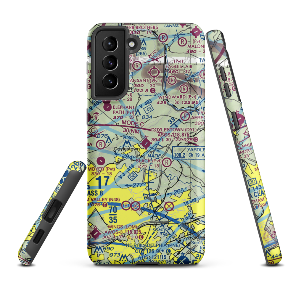 Doylestown Airport (DYL) VFR Sectional Samsung Phone Case Samsung Galaxy S21 FE model shown