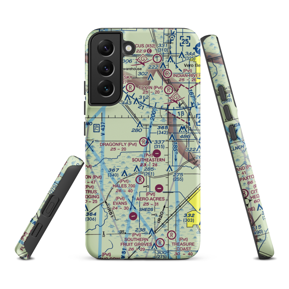 Dragonfly Airport (7FL8) VFR Sectional Samsung Phone Case Samsung Galaxy S22 Plus model shown
