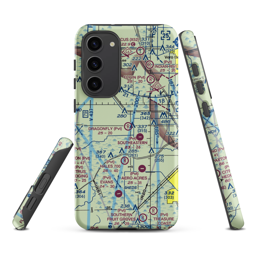 Dragonfly Airport (7FL8) VFR Sectional Samsung Phone Case Samsung Galaxy S23 Plus model shown