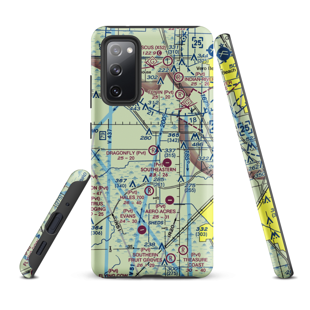 Dragonfly Airport (7FL8) VFR Sectional Samsung Phone Case Samsung Galaxy S20 FE model shown