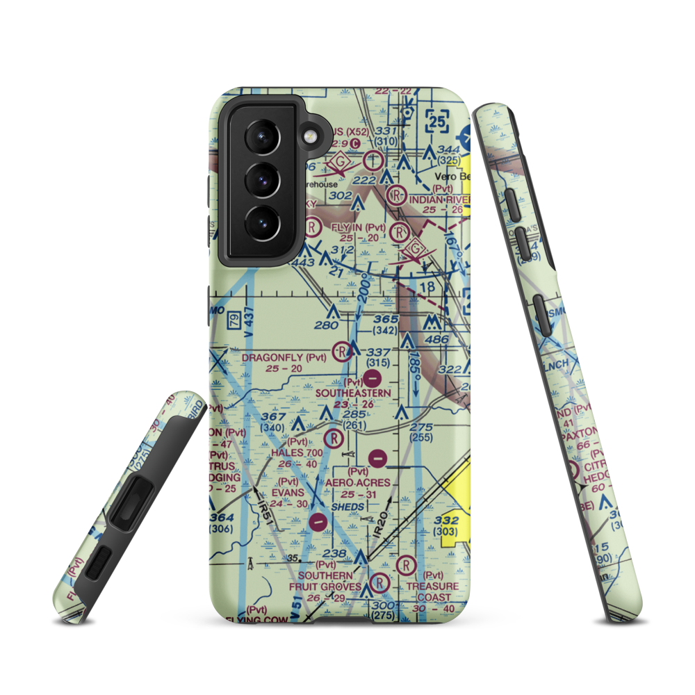 Dragonfly Airport (7FL8) VFR Sectional Samsung Phone Case Samsung Galaxy S21 model shown