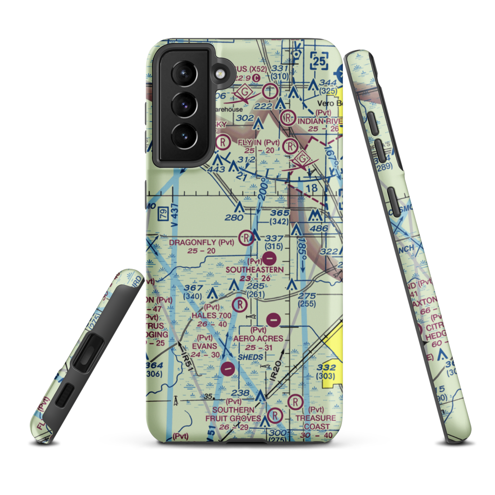 Dragonfly Airport (7FL8) VFR Sectional Samsung Phone Case Samsung Galaxy S21 Plus model shown