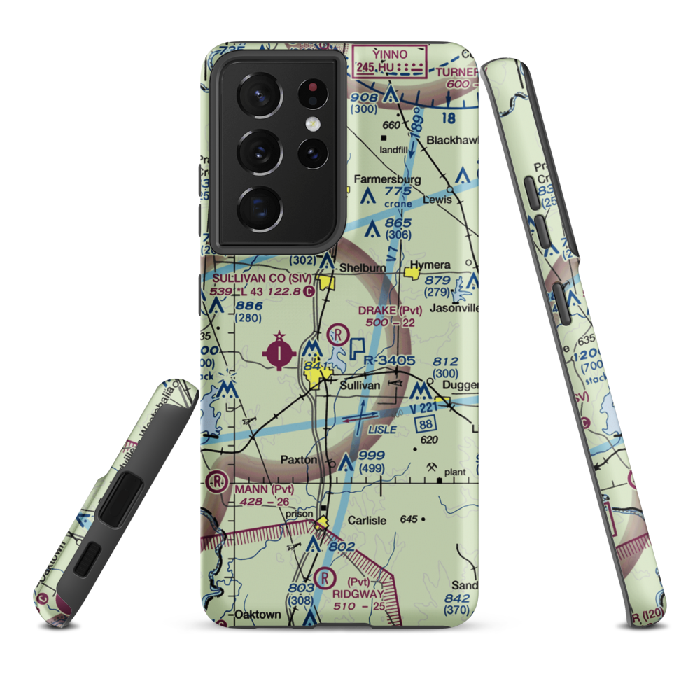 Drake Airport (49IN) VFR Sectional Samsung Phone Case Samsung Galaxy S21 Plus model shown