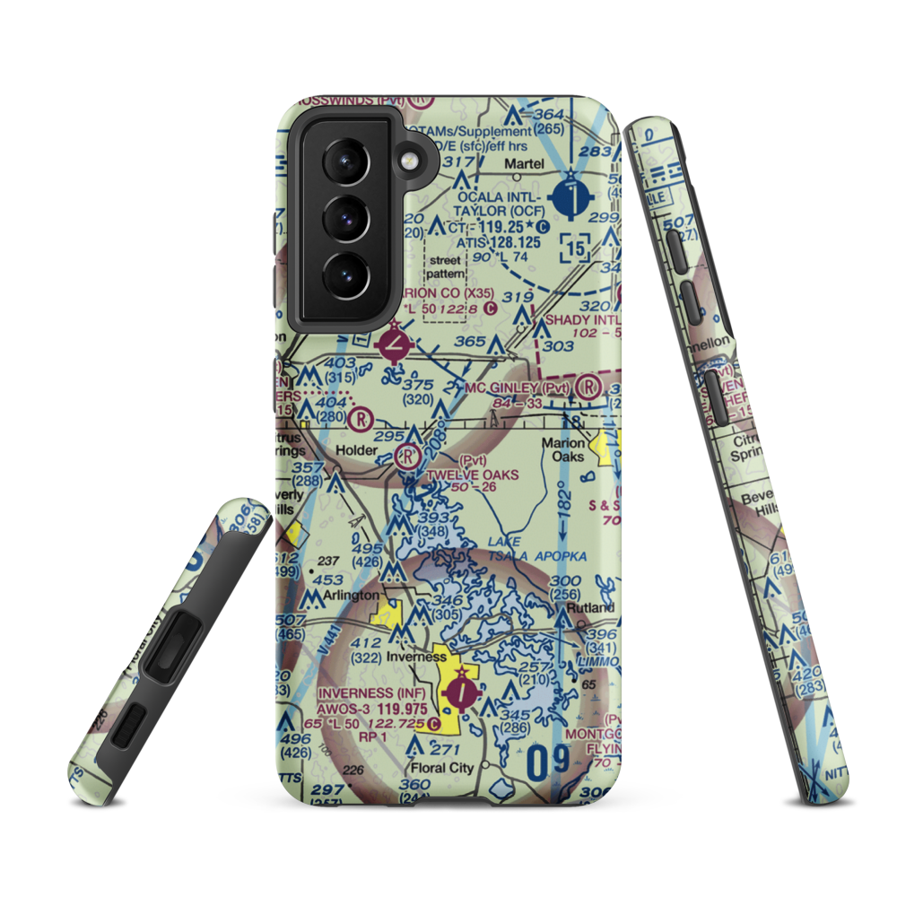 Drake Ranch Airport (7FD2) VFR Sectional Samsung Phone Case Samsung Galaxy S21 FE model shown
