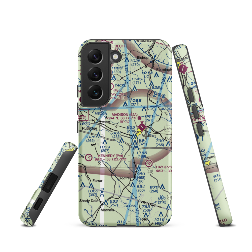 Dream Team Airport (GA50) VFR Sectional Samsung Phone Case Samsung Galaxy S22 model shown