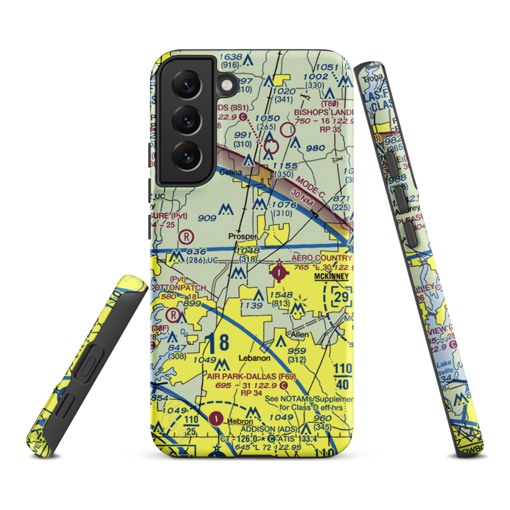 Drewery Airport (6TX3) VFR Sectional Samsung Phone Case Samsung Galaxy S22 Plus model shown